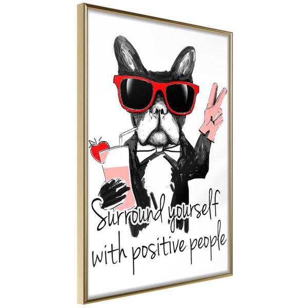 Poster - Positive Bulldog  - goud