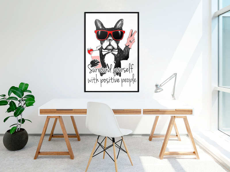 Poster - Positive Bulldog  - zwart