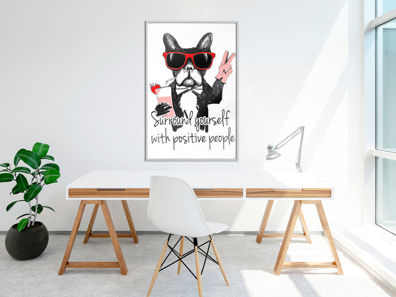 Poster - Positive Bulldog  - wit