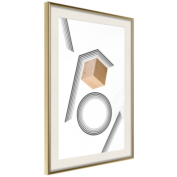 Poster - Cube in a Trap  - goud passepartout