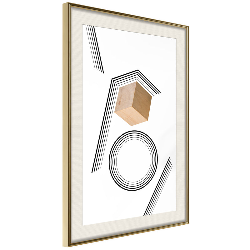 Poster - Cube in a Trap  - goud passepartout