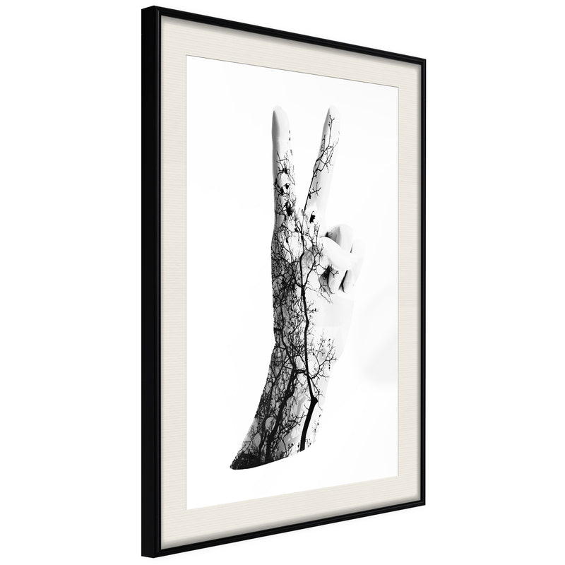 Poster - Peace  - zwart passepartout