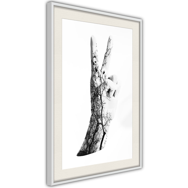 Poster - Peace  - wit passepartout