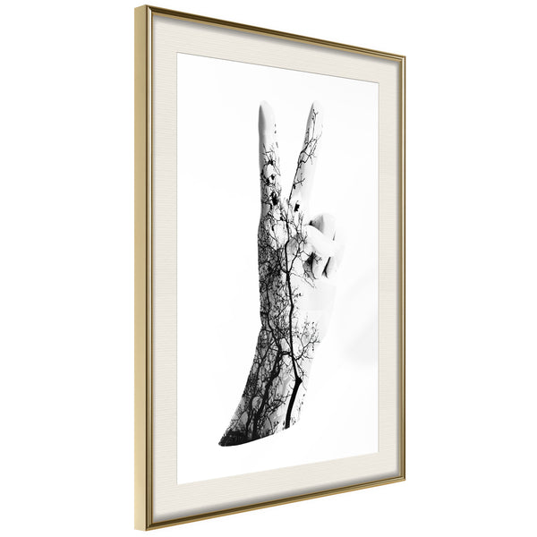 Poster - Peace  - goud passepartout