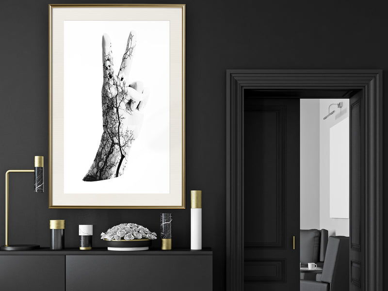Poster - Peace  - goud passepartout