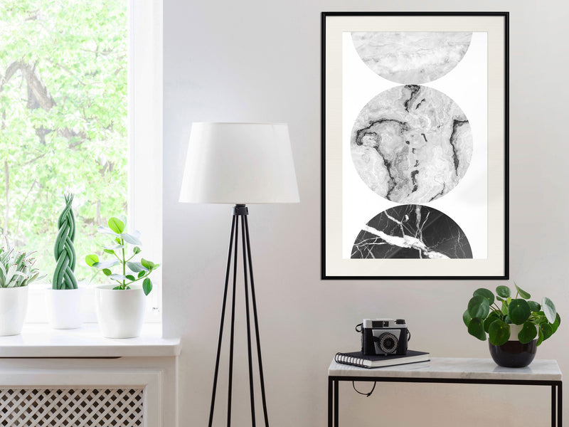 Poster - Three Shades of Marble  - zwart passepartout