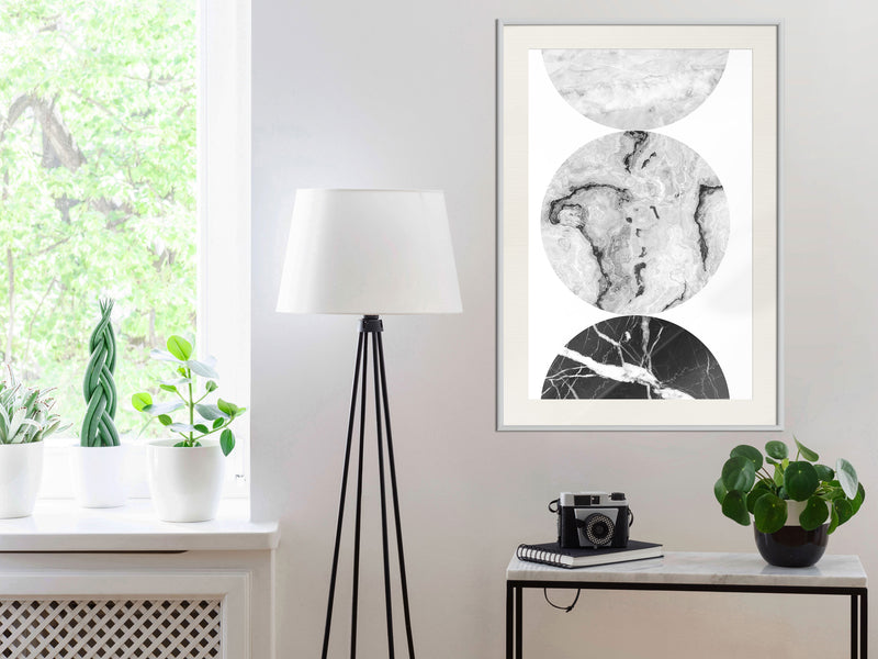 Poster - Three Shades of Marble  - wit passepartout