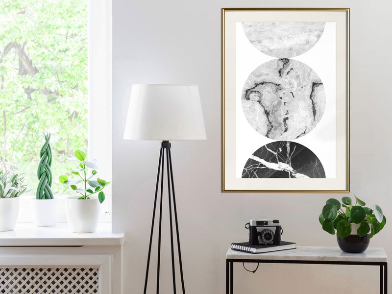 Poster - Three Shades of Marble  - goud passepartout