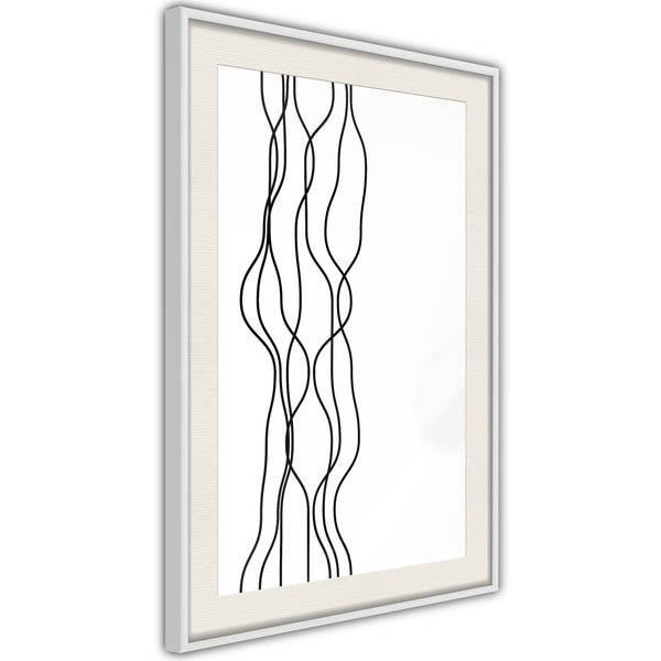 Poster - Wavy Lines  - wit passepartout