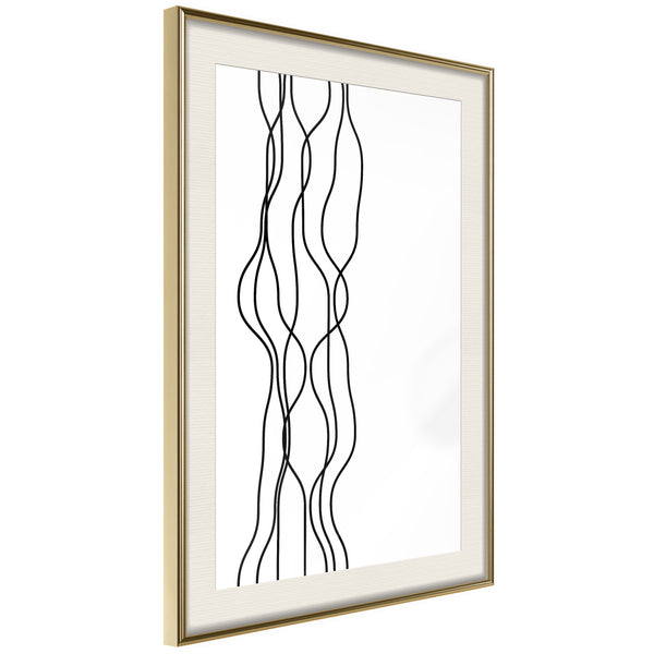 Poster - Wavy Lines  - goud passepartout