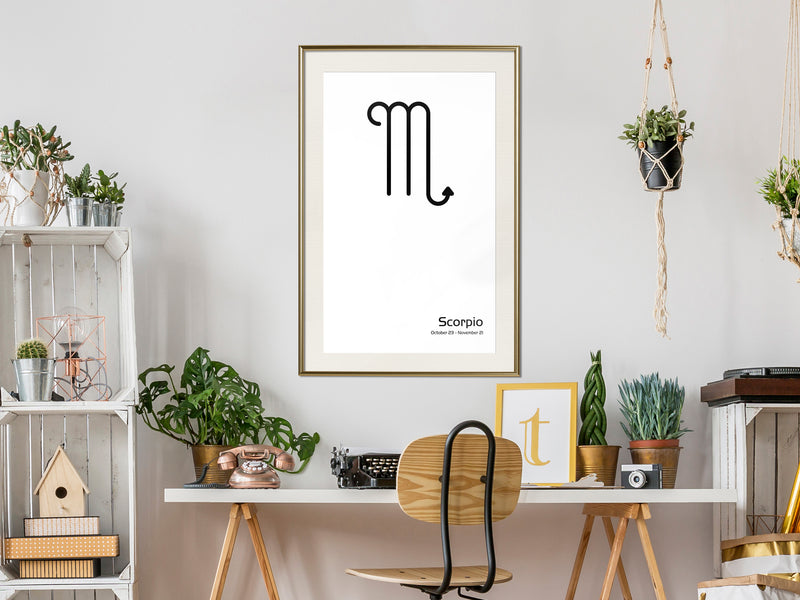 Poster - Zodiac: Scorpio II  - goud passepartout