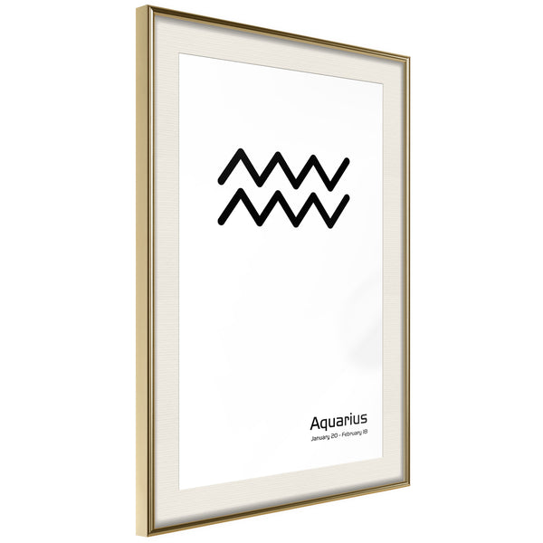 Poster - Zodiac: Aquarius II  - goud passepartout