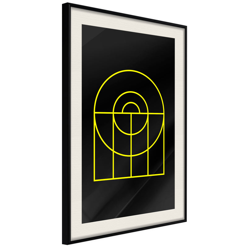 Poster - Yellow Lines  - zwart passepartout