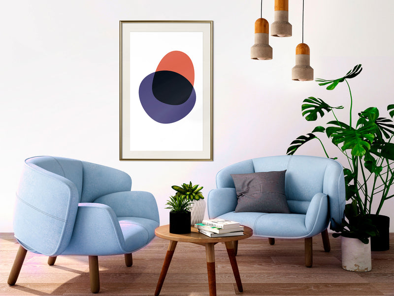 Poster - White, Orange, Violet and Black  - goud passepartout
