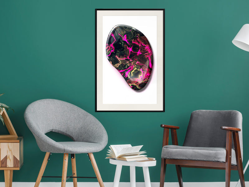 Poster - Lucky Stone  - zwart passepartout