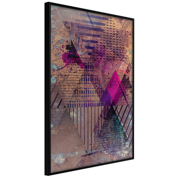 Poster - Pink Patchwork I  - zwart