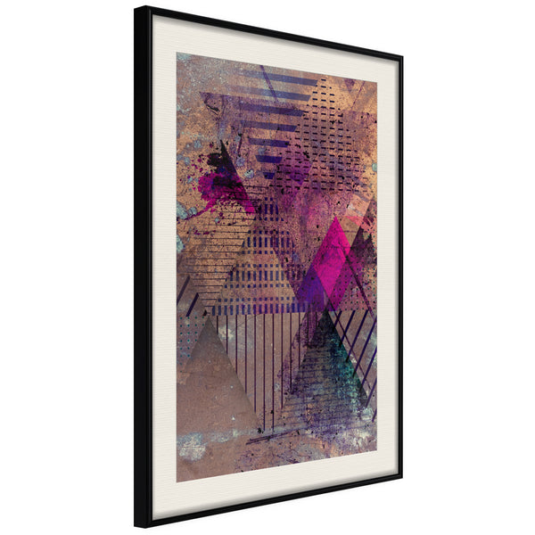 Poster - Pink Patchwork I  - zwart passepartout