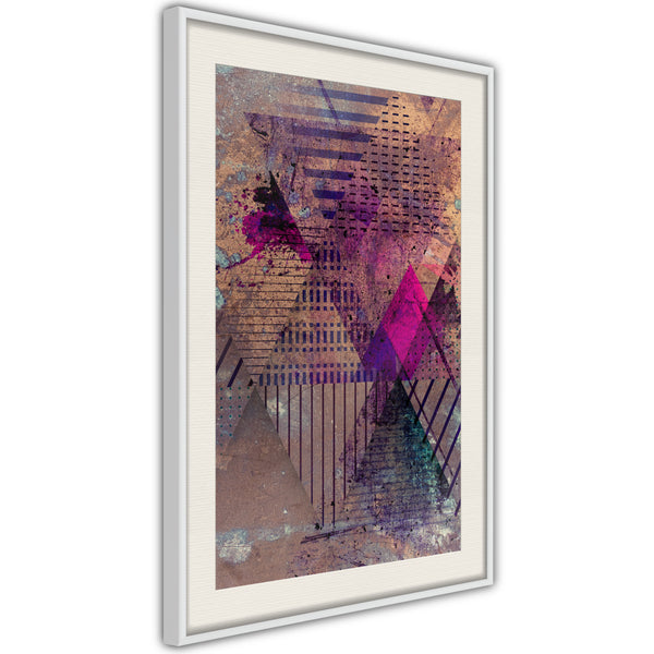 Poster - Pink Patchwork I  - wit passepartout