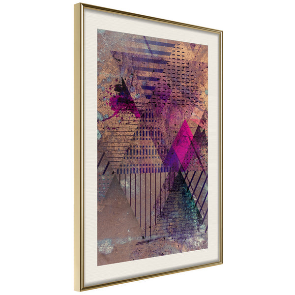 Poster - Pink Patchwork I  - goud passepartout