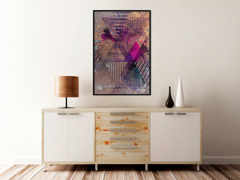 Poster - Pink Patchwork I  - zwart