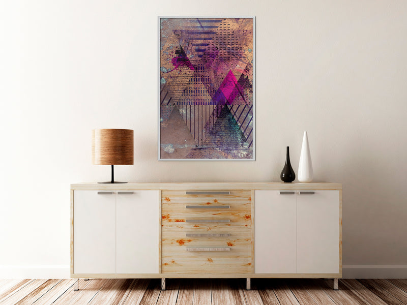 Poster - Pink Patchwork I  - wit
