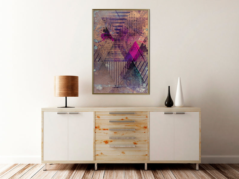 Poster - Pink Patchwork I  - goud