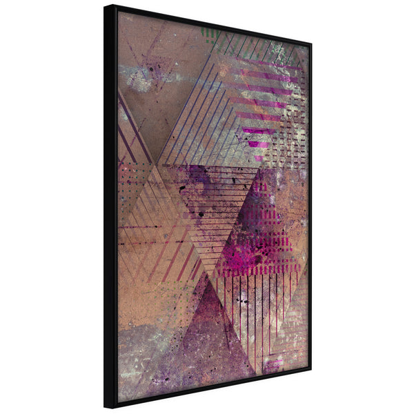 Poster - Pink Patchwork II  - zwart