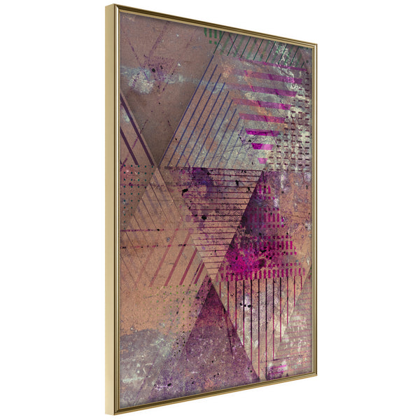 Poster - Pink Patchwork II  - goud