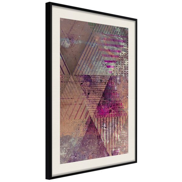 Poster - Pink Patchwork II  - zwart passepartout