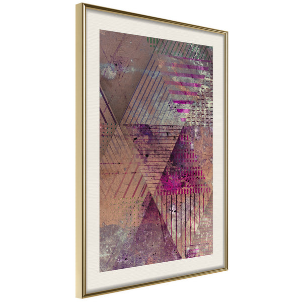 Poster - Pink Patchwork II  - goud passepartout