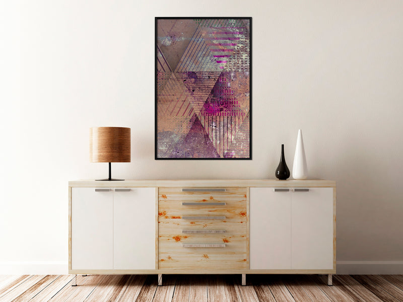 Poster - Pink Patchwork II  - zwart