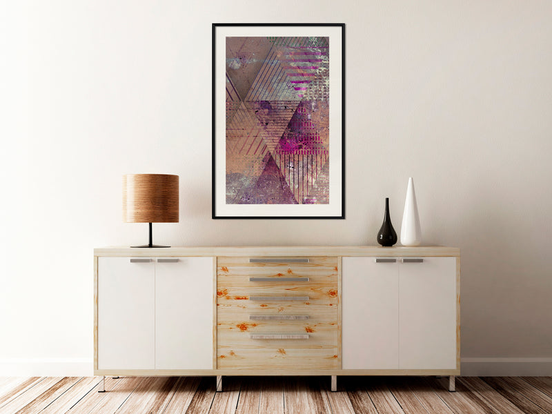 Poster - Pink Patchwork II  - zwart passepartout