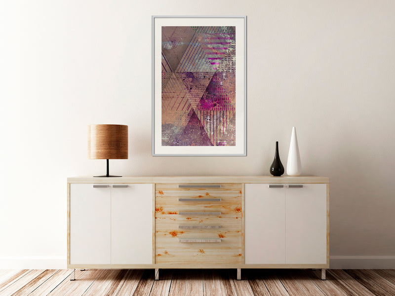 Poster - Pink Patchwork II  - wit passepartout