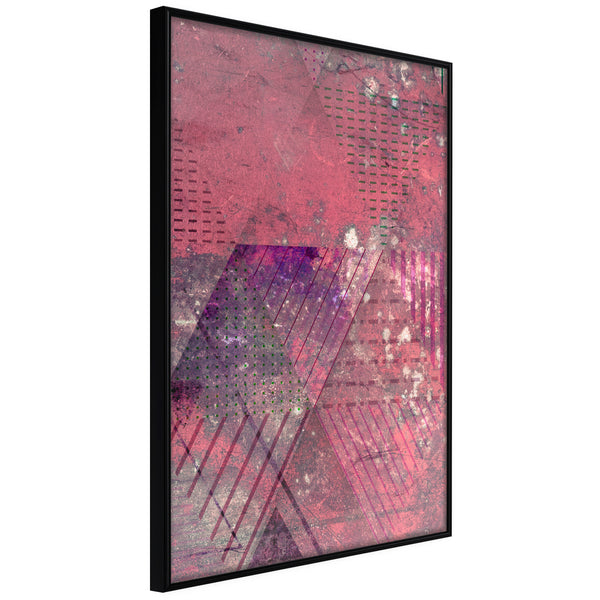 Poster - Pink Patchwork III  - zwart