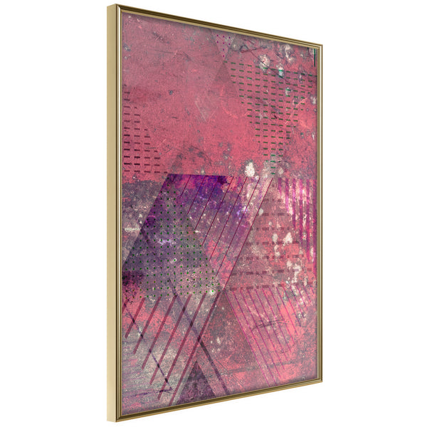 Poster - Pink Patchwork III  - goud
