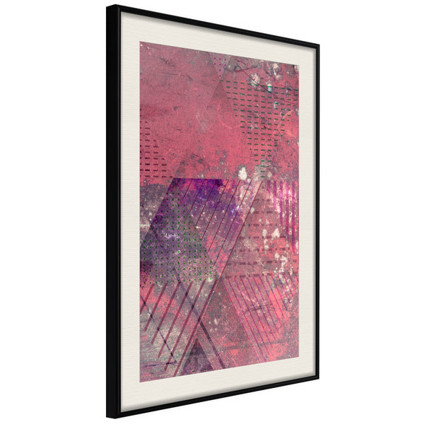 Poster - Pink Patchwork III  - zwart passepartout
