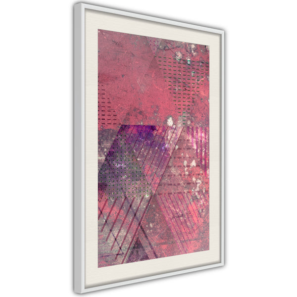 Poster - Pink Patchwork III  - wit passepartout
