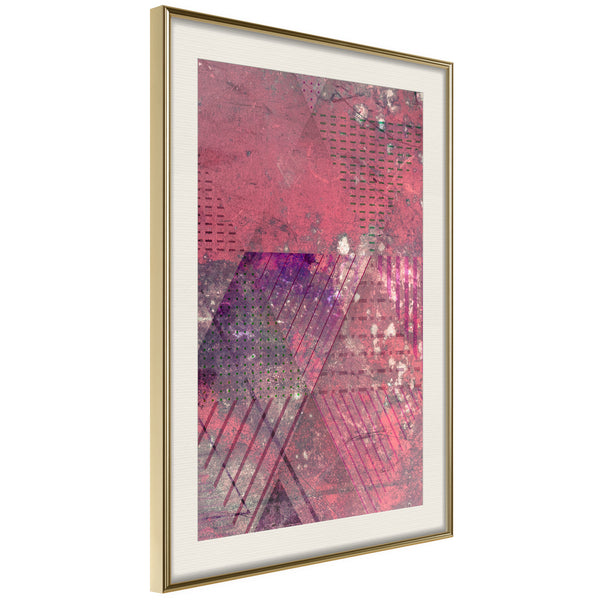 Poster - Pink Patchwork III  - goud passepartout