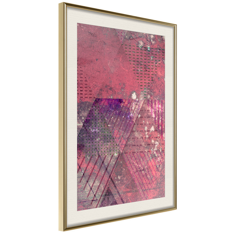 Poster - Pink Patchwork III  - goud passepartout