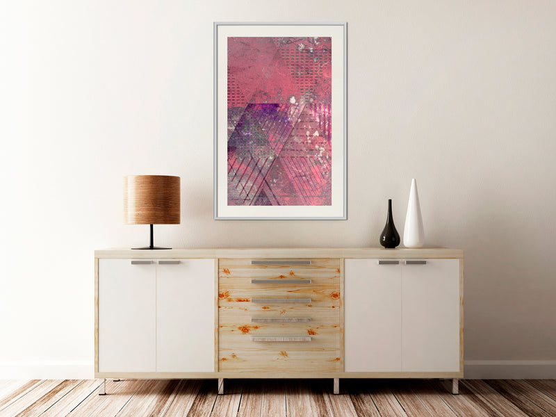 Poster - Pink Patchwork III  - wit passepartout
