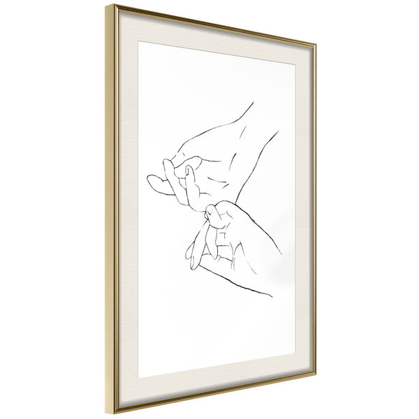 Poster - Joined Hands (White)  - goud passepartout