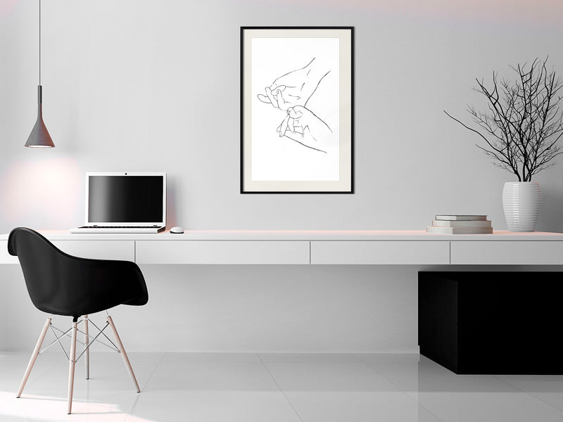 Poster - Joined Hands (White)  - zwart passepartout