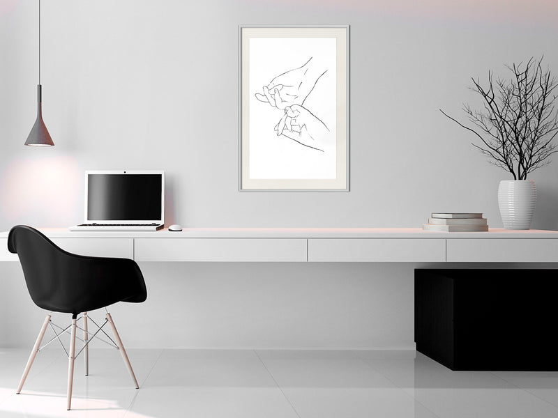 Poster - Joined Hands (White)  - wit passepartout