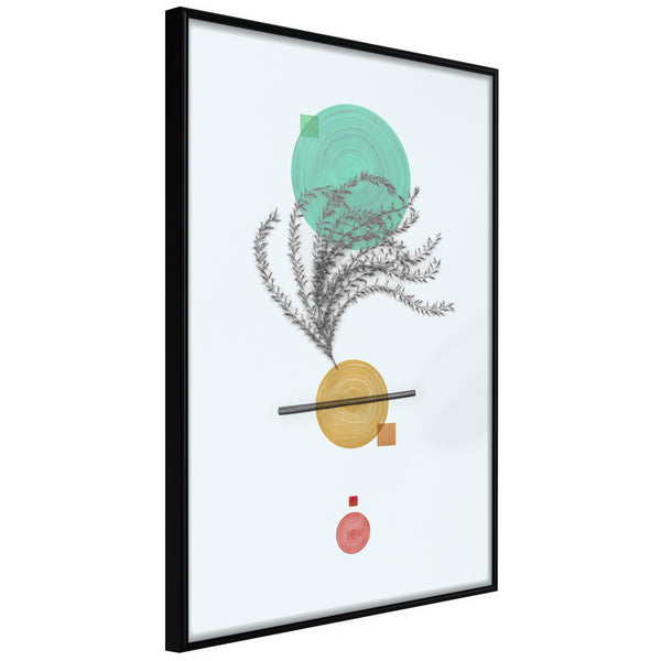 Poster - Geometric Installation with a Plant  - zwart
