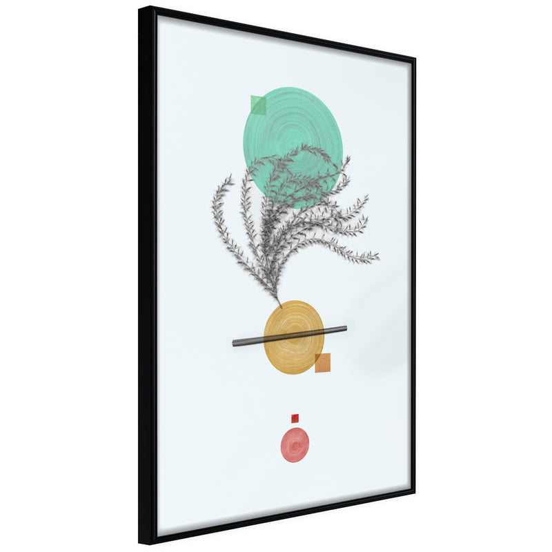 Poster - Geometric Installation with a Plant  - zwart