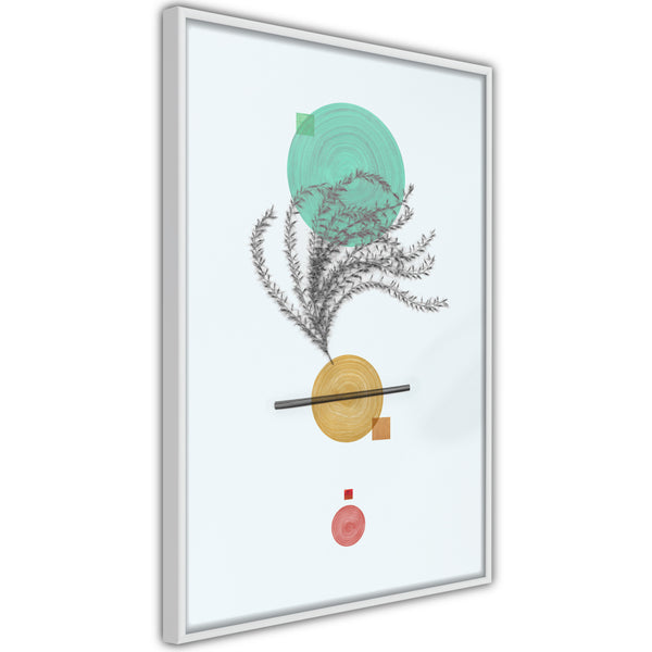 Poster - Geometric Installation with a Plant  - wit