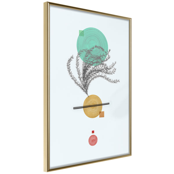 Poster - Geometric Installation with a Plant  - goud