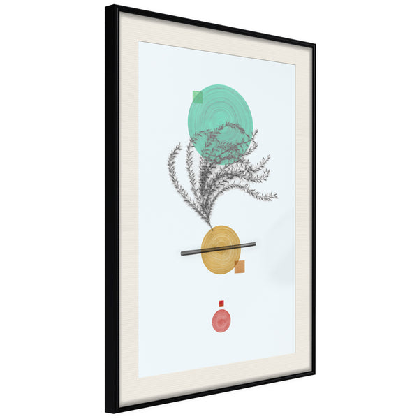 Poster - Geometric Installation with a Plant  - zwart passepartout