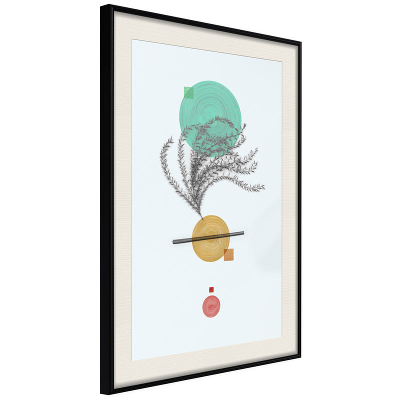 Poster - Geometric Installation with a Plant  - zwart passepartout