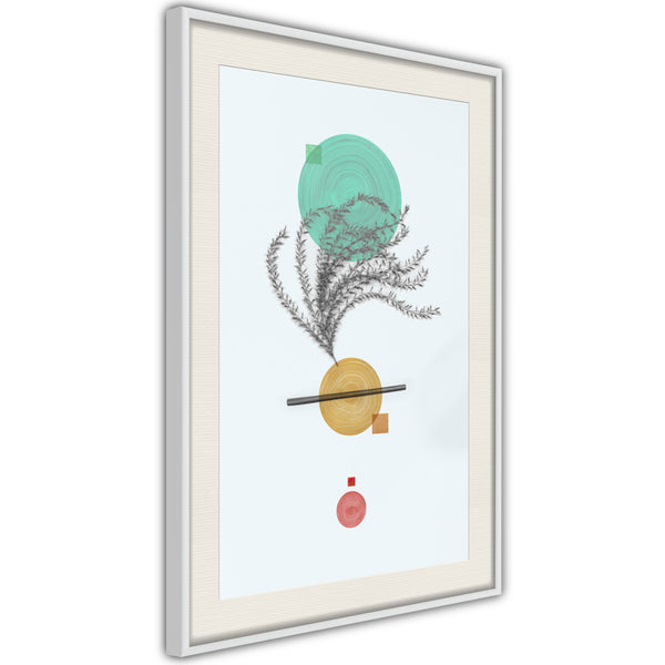 Poster - Geometric Installation with a Plant  - wit passepartout